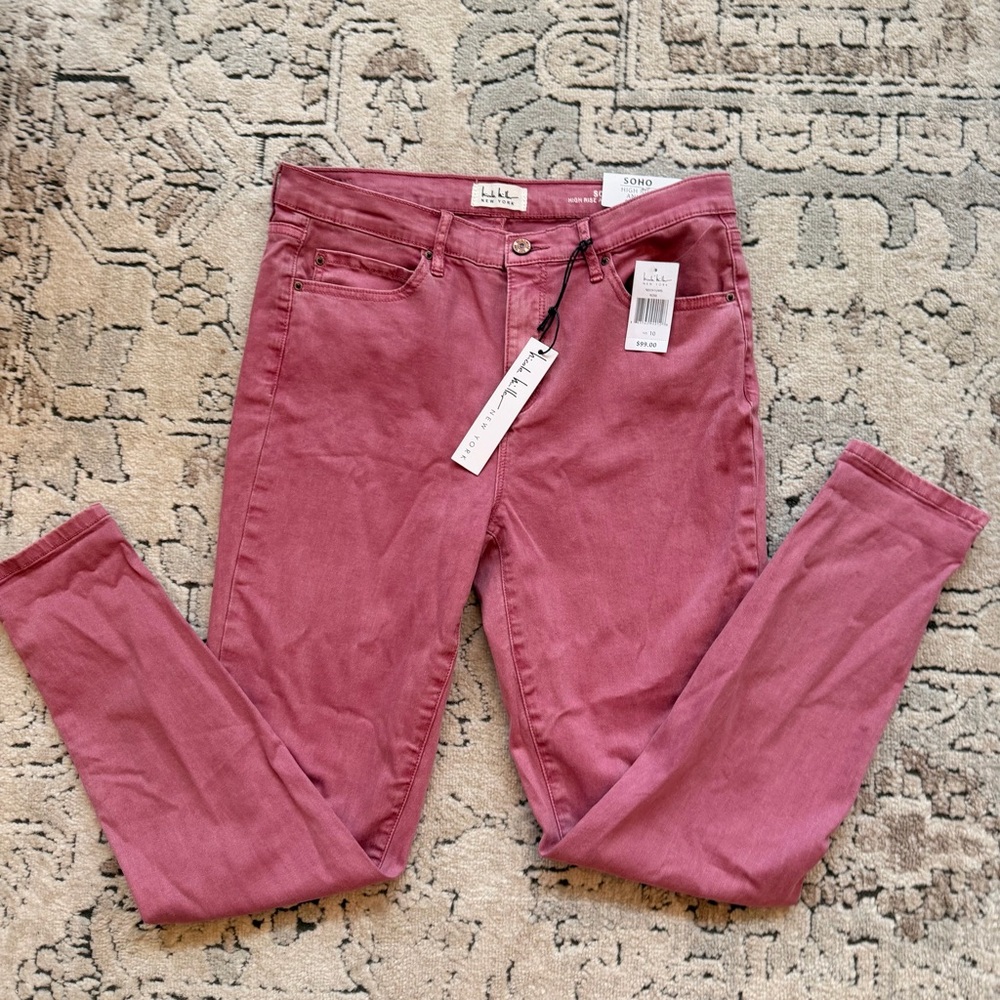 Nicole Miller SoHo High Rise Rose Pink Skinny Jeans - Picture 8 of 10